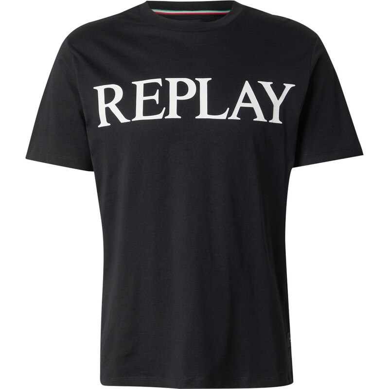 REPLAY Tričko černá / bílá