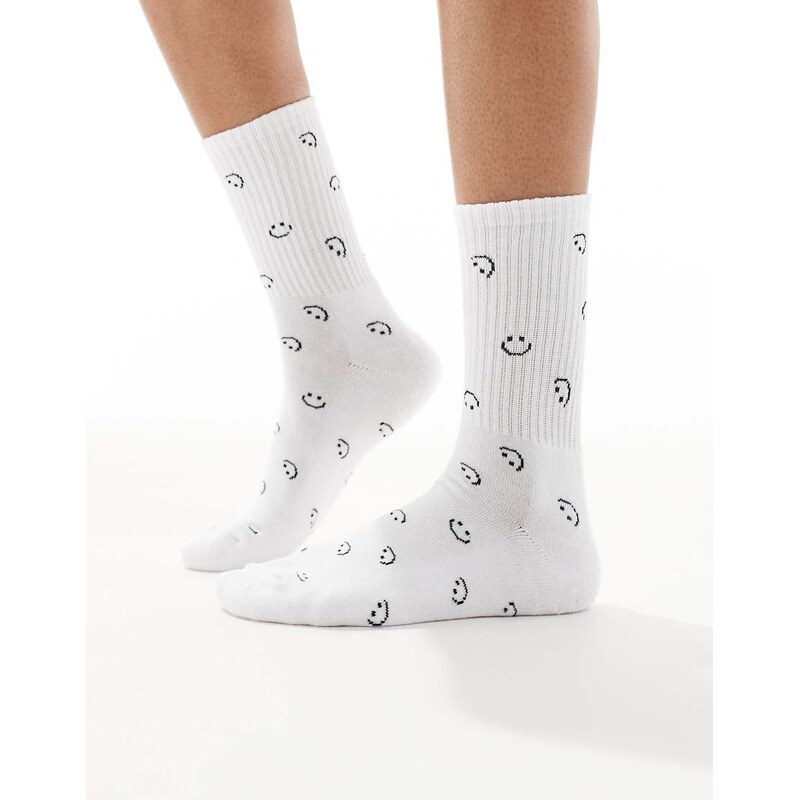 Vero Moda socks in happy face print-White 105153871