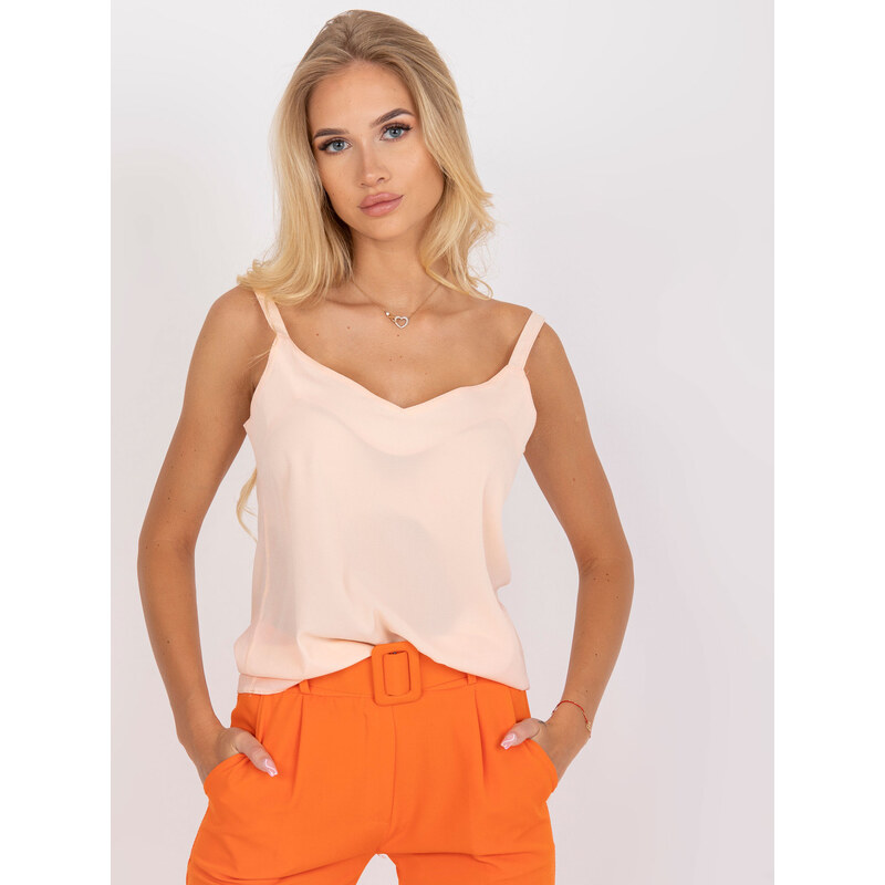 BASIC Světle růžové dámské saténové tílko -light pink Meruňková 69769245