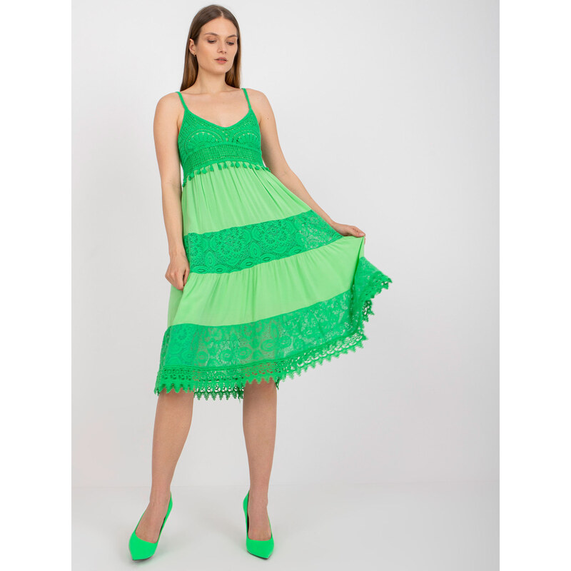BASIC Zelené letní šaty s krajkou --green Zelená 84024388