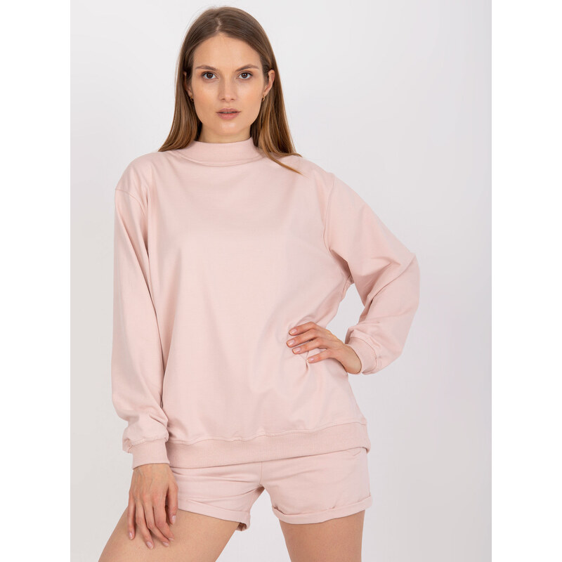 BASIC FEEL GOOD Světle růžová oversize mikina s rolákem --light pink 70055646