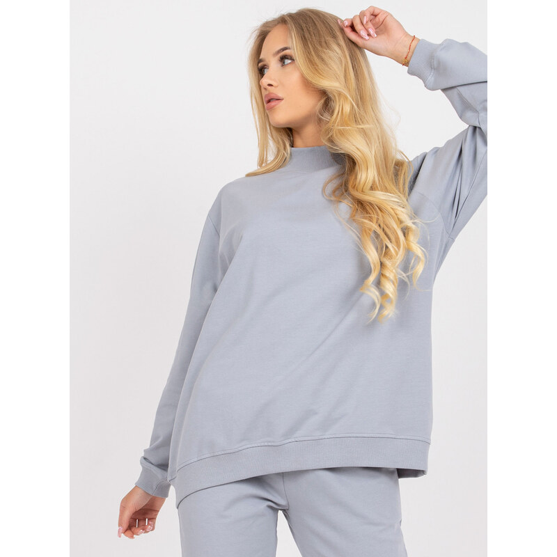 BASIC FEEL GOOD Šedá oversize mikina s rolákem --grey 70055643