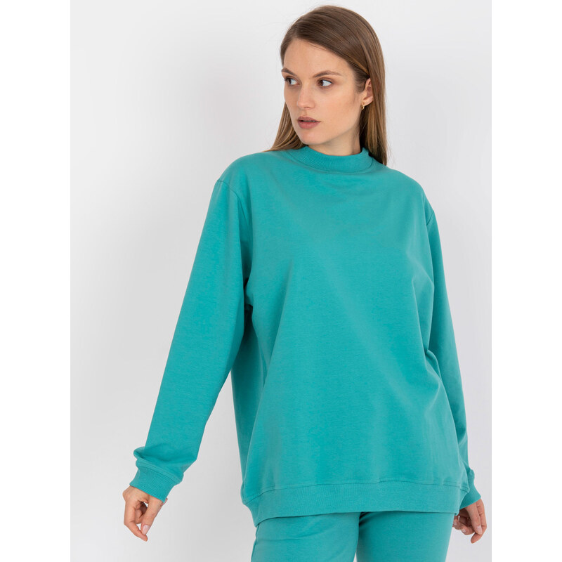 BASIC FEEL GOOD Tyrkysová oversize mikina s rolákem -turquoise 70055642