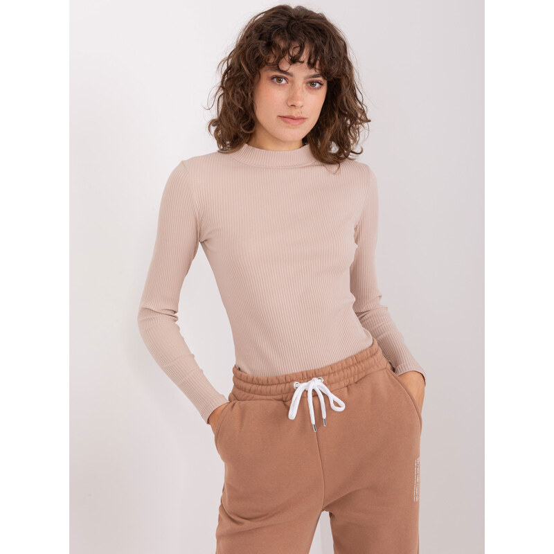 BASIC FEEL GOOD Béžové tričko se stojáčkem -beige Béžová 86933742