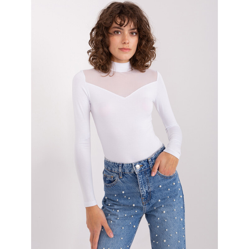 BASIC FEEL GOOD Bílé tričko s průsvitnými zády --white Bílá 87076175