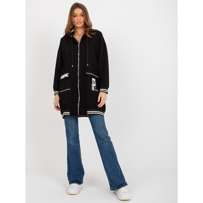 RELEVANCE Černá oversize mikina s kapsami RV-BL-8149.91P-black