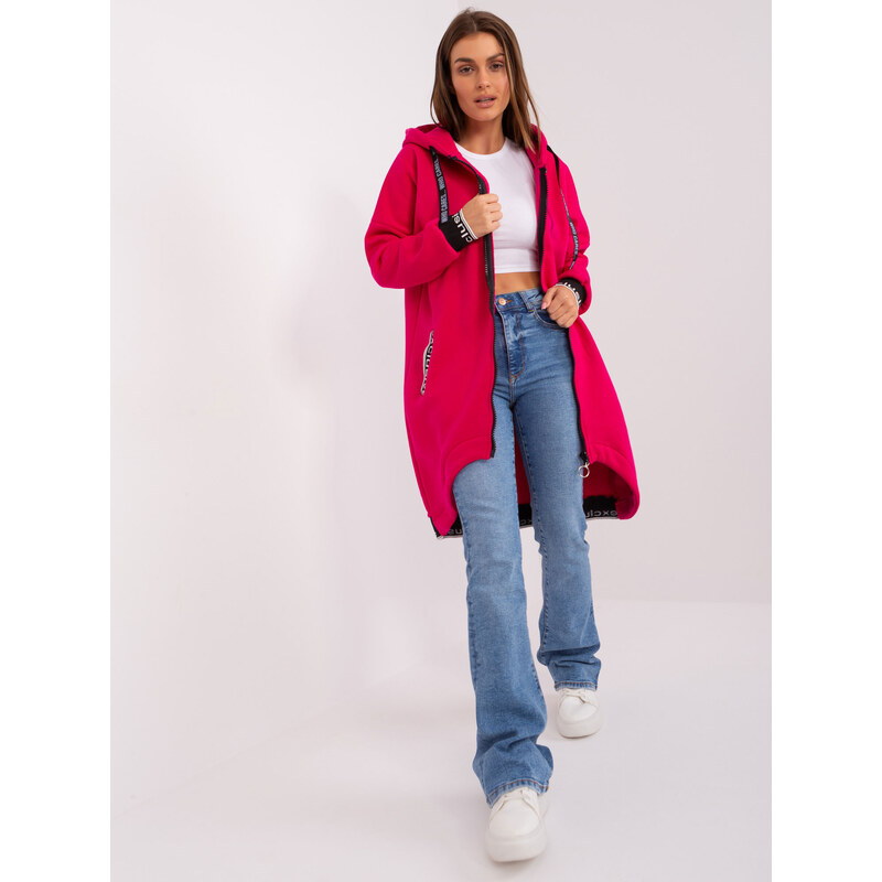 RELEVANCE Tmavě růžová dlouhá mikina s kapucí -dark pink