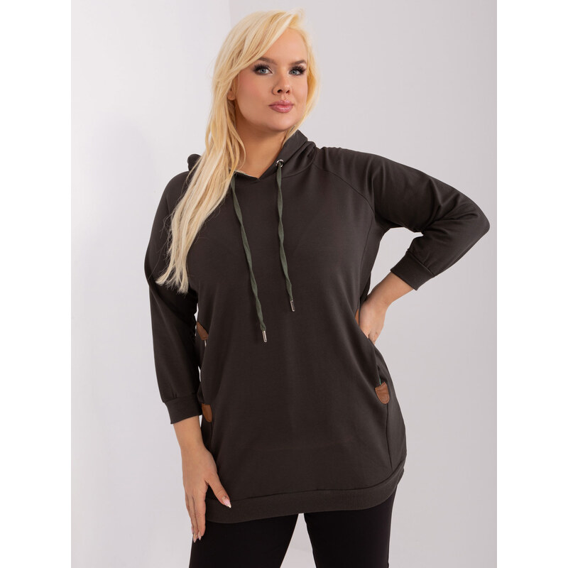 RELEVANCE Tmavá khaki mikina s kapucí -dark khaki 88742580