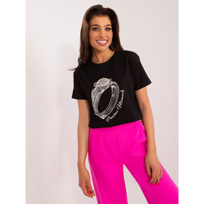 MINT Černé tričko s potiskem prstenu PM-TS-4500.93-black