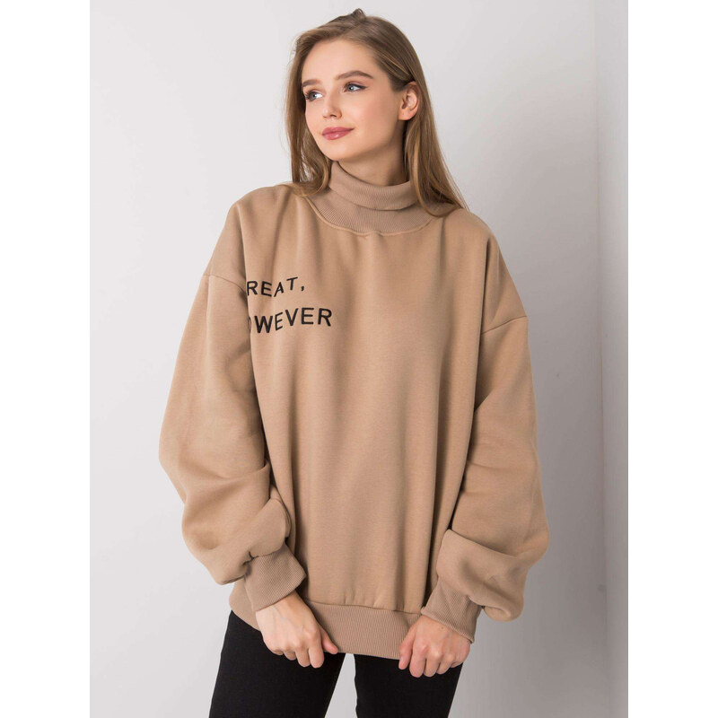 BASIC Béžová dámská mikina s rolákem --dark beige 63480613