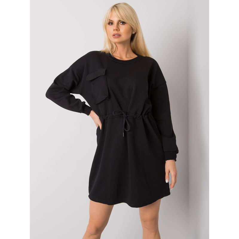 RUE PARIS Černé dámské mikinové šaty -black Černá 84023860