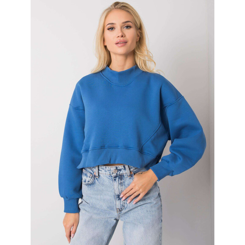 BASIC FEEL GOOD Tmavě modrá dámská crop mikina -dark blue 64070827