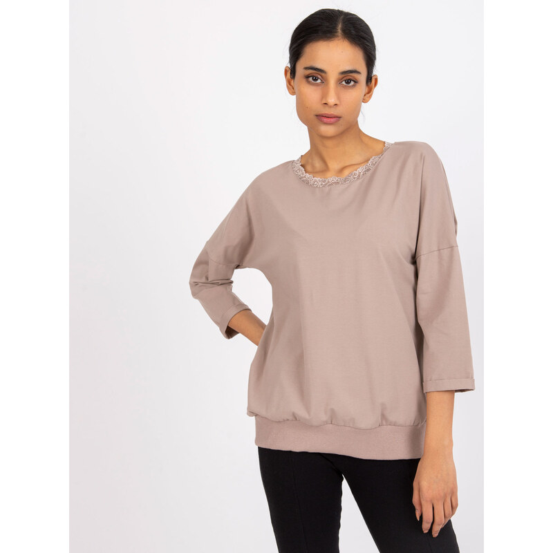 RUE PARIS Béžové volné tričko s vázáním na zádech -beige Béžová 71801895