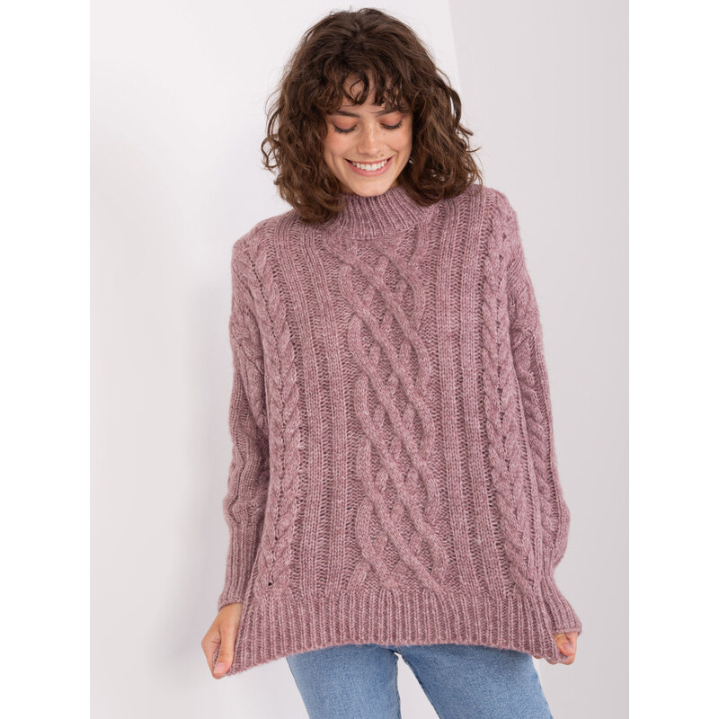 ITALY MODA Tmavě fialový pletený svetr --purple Fialová 86933725