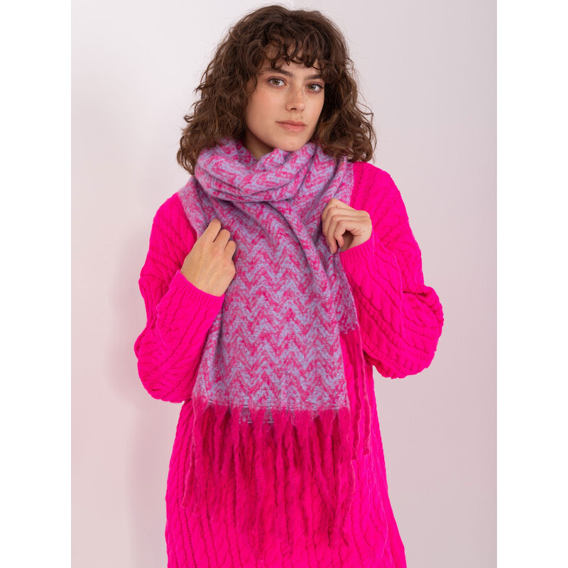 ITALY MODA Tmavě růžová vzorovaná šála s třásněmi -dark pink 86946105