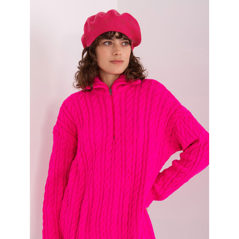 ITALY MODA Tmavě růžový baret s aplikací -fuchsia Tmavě růžová 87032754