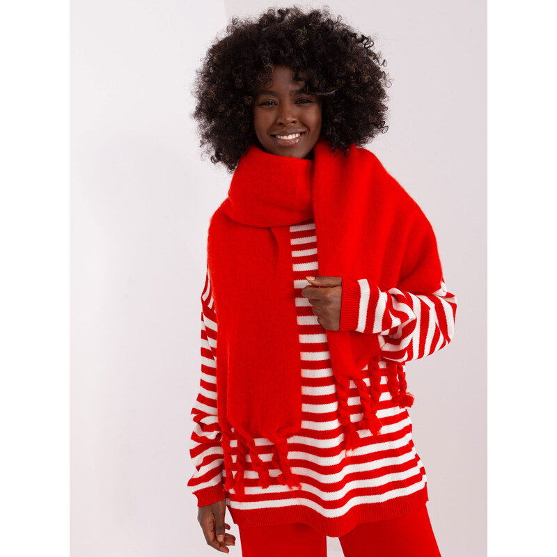 ITALY MODA Červená šála s copy -red 88286166