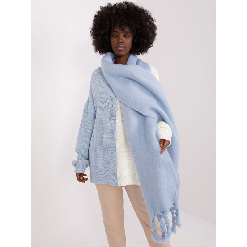 ITALY MODA Světle modrá šála s copy --blue 88286172