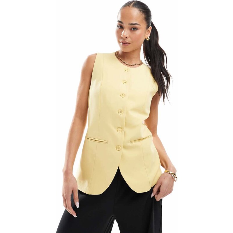ONLY high neck waistcoat in butter yellow 105341630