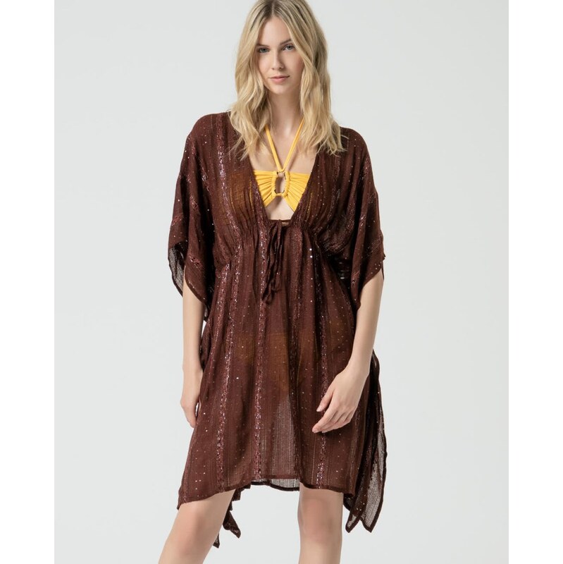 Surkana 35PATU821 Dámský plážový kaftan 70 hnědý jedna velikost 105157630