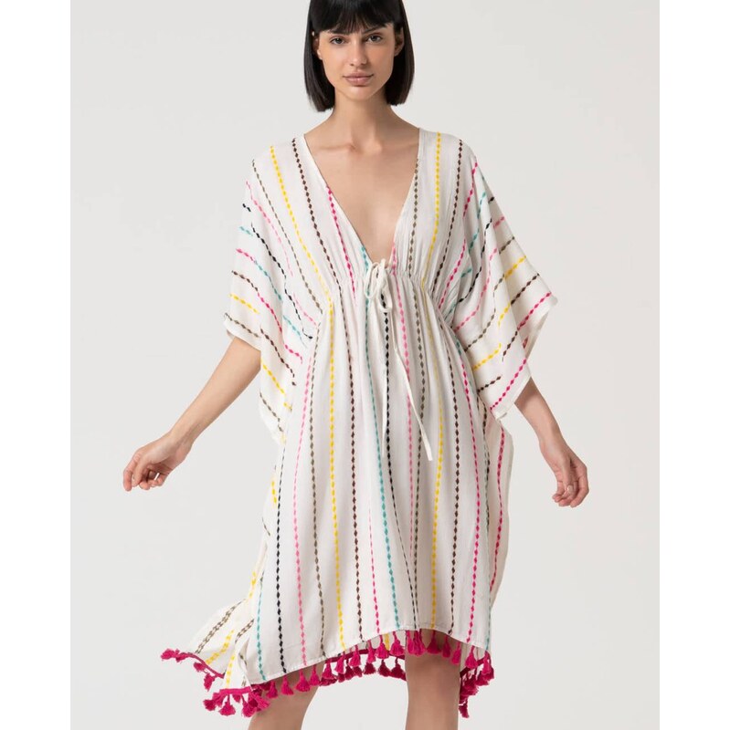 Surkana 35PARA822 Dámský plážový kaftan 01 bílý jedna velikost