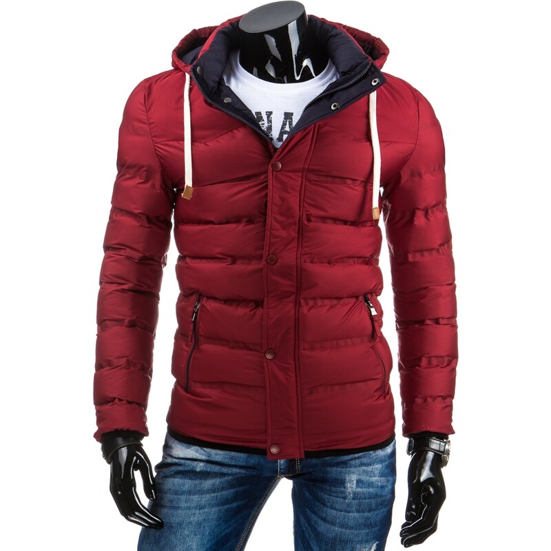 streetIN Zimní bunda s kontrastní podšívkou a kapucí - vínovomodrá Velikost: 2XL