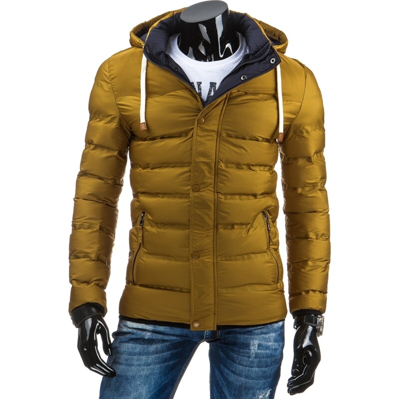 streetIN Zimní bunda s kontrastní podšívkou a kapucí - žlutomodrá Velikost: 2XL