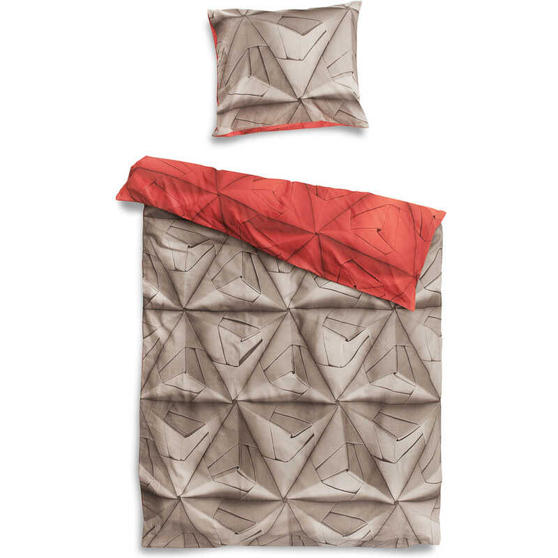 Červeno-hnědé povlečení Snurk Monogami, 140 x 200 cm