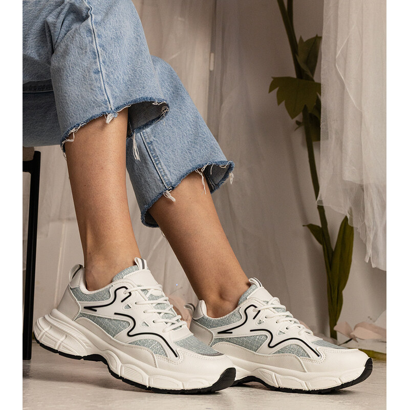 Gemre White-green womens sports sneakers Maurita