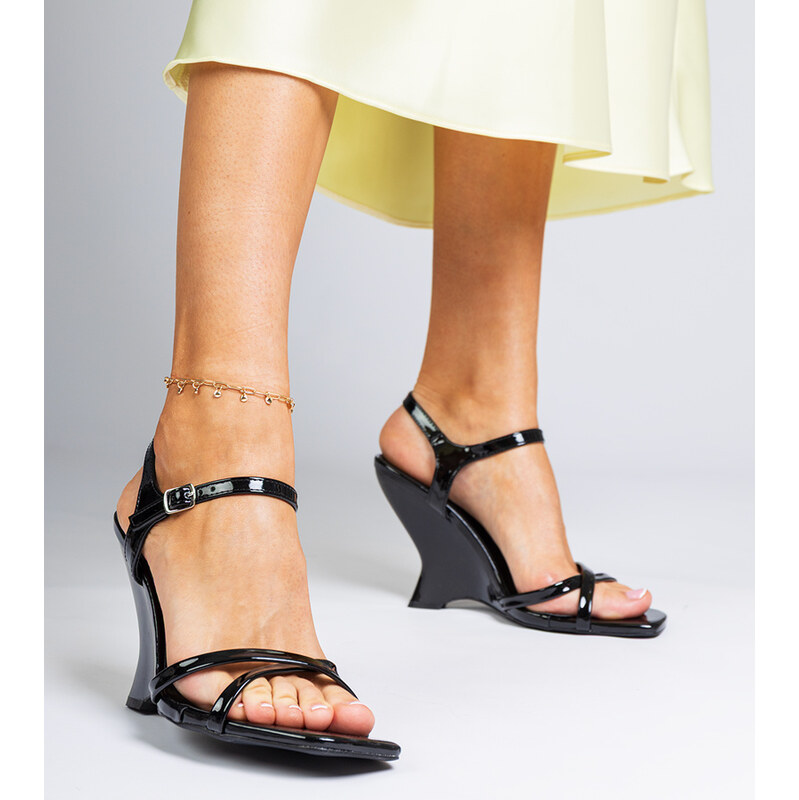 Gemre Black wedge sandals for women Jessy