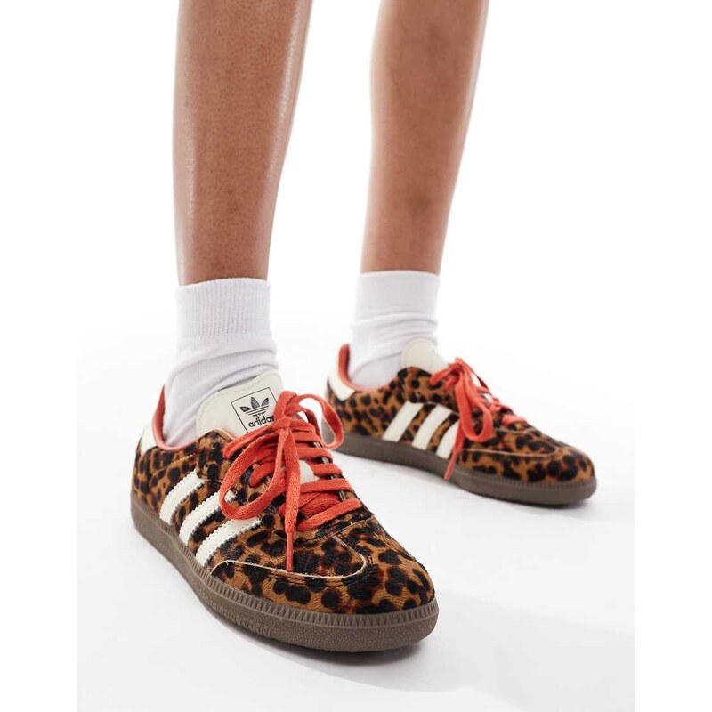 adidas Originals Samba trainers in leopard print-Brown