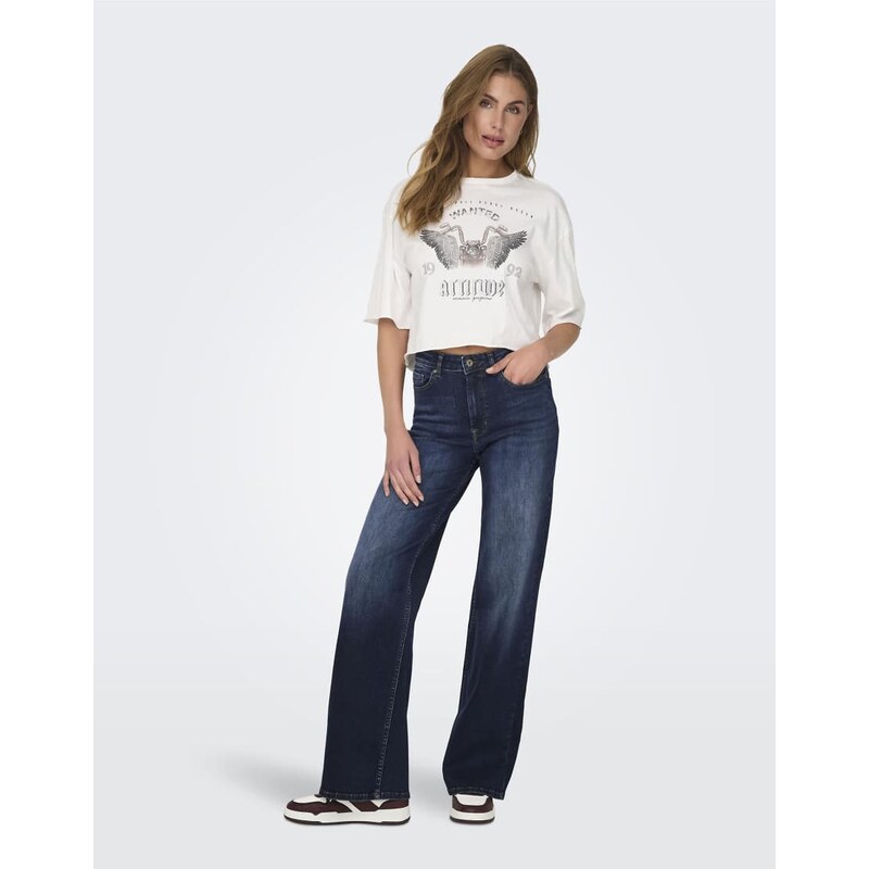 ONLY Wide-fit jeans in dark blue denim