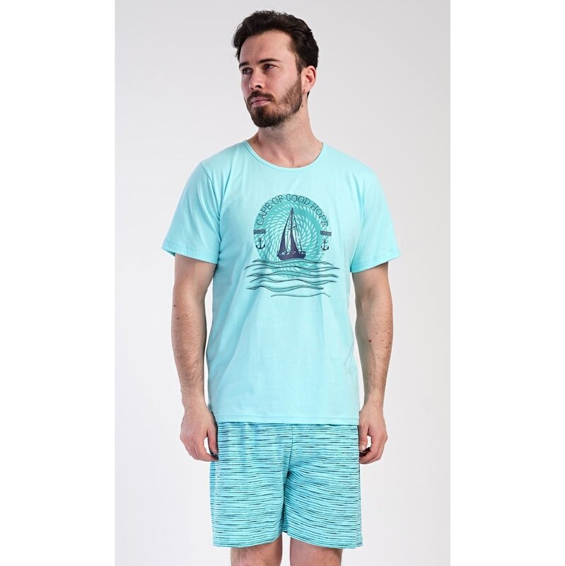 Trendy pánské pyžamo Jachting v mentolové barvě