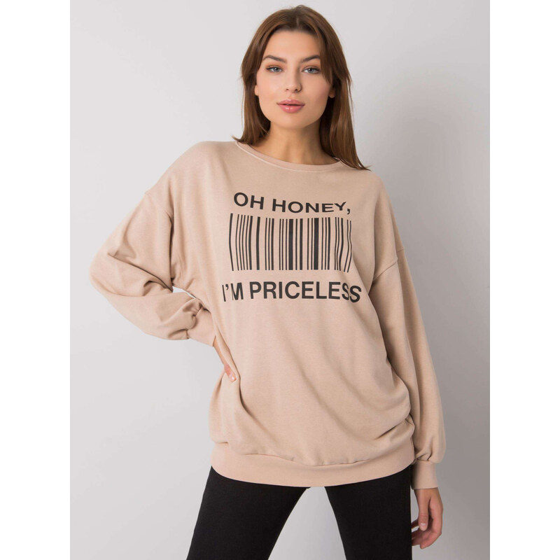 BASIC Světle béžová mikina s potiskem -beige 85871518