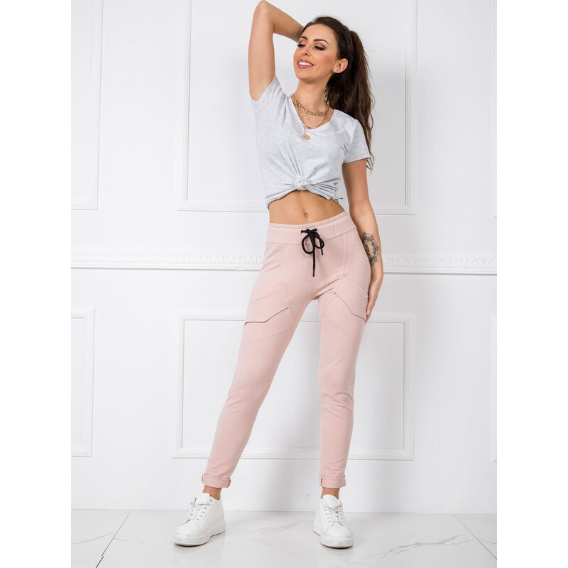 BASIC Dámské růžové tepláky --pink Pudrová 55012403