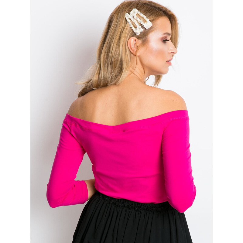 BASIC Dámské fuchsiové tričko s odhalenými rameny -fuchsia Tmavě růžová