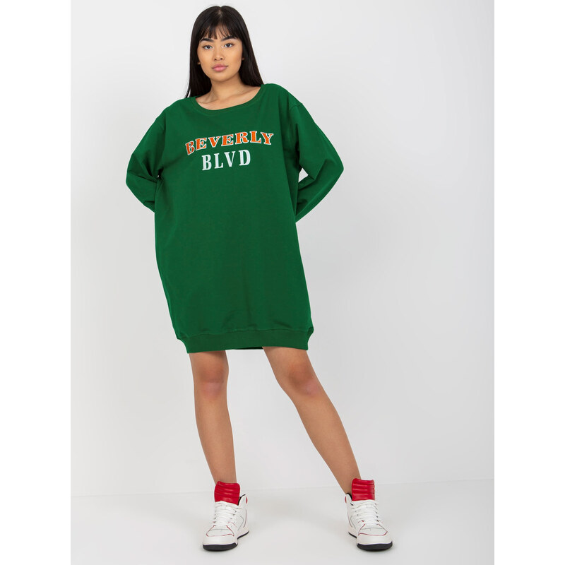 BASIC Tmavě zelená dlouhá mikina BEVERLY -dark green