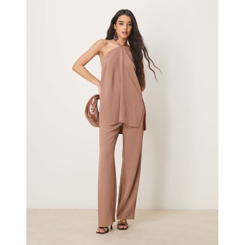 ASOS DESIGN tailored straight leg trousers co-ord in mocha-Brown 115510524