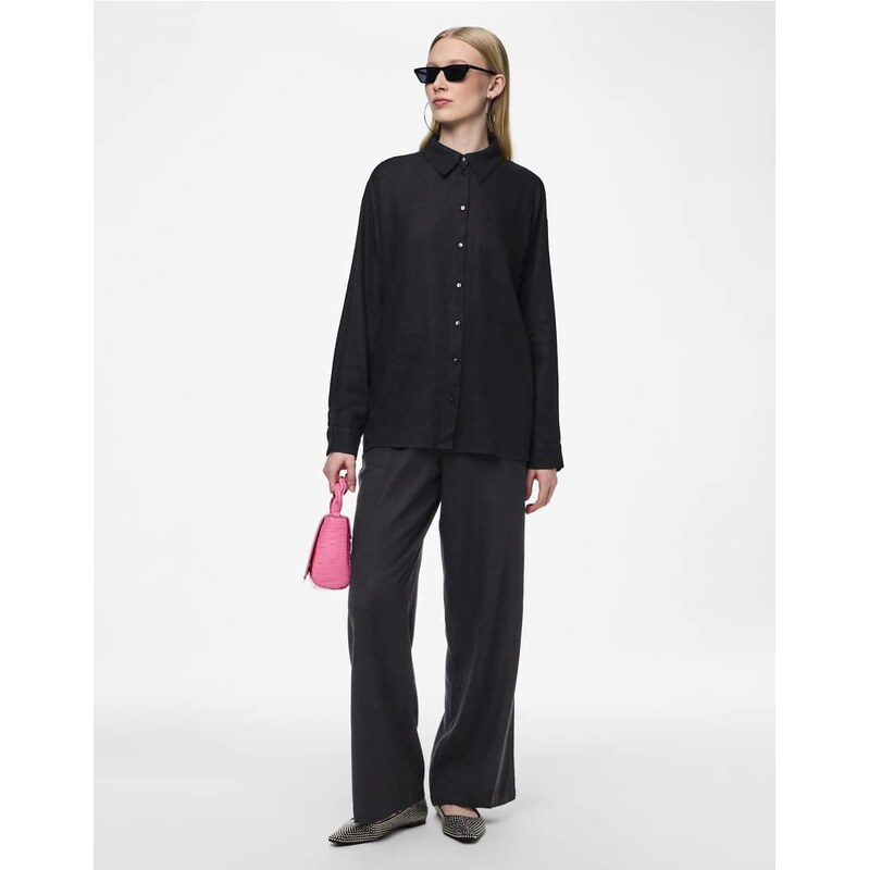 Pieces Wide-leg trousers in black 115512090