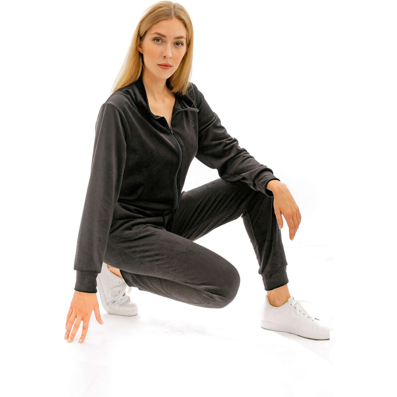 Dendy Dámský overal plyšový dlouhý Black 105177914