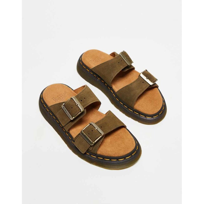 Dr Martens unisex Josef slides in dark olive-Green 105686713