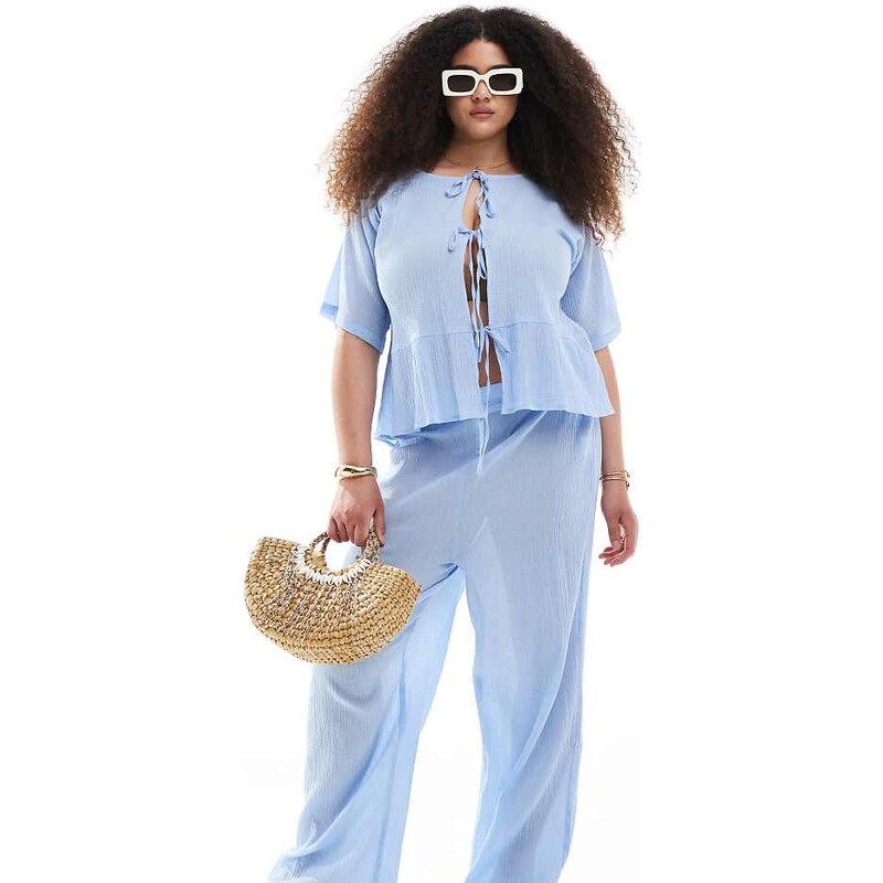 Esmee Curve Exclusive beach trousers in blue 105257425