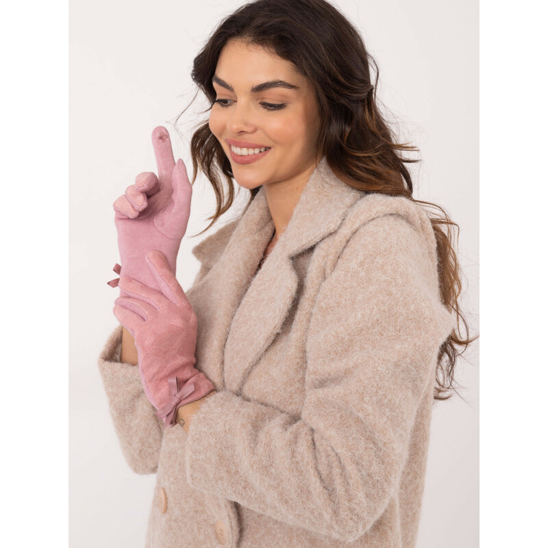 ITALY MODA Světle růžové dámské rukavice -light pink Světle