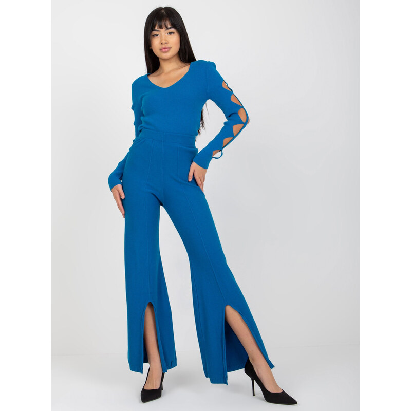 COCO ANGELO Modré zvonové kalhoty s rozparkem --dark blue Modrá 85878371