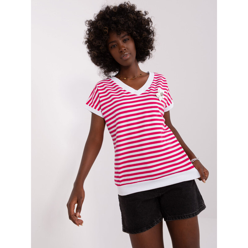 RELEVANCE Bílo-růžové pruhované tričko RV-BZ-8740.42P-white-pink