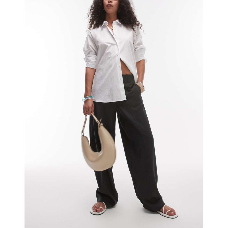 Topshop mid rise balloon leg clean waistband tapered trouser in