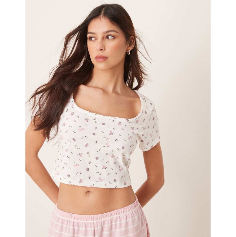 ASOS DESIGN mix & match pyjama tee in fruit ditsy print-Multi 105190558