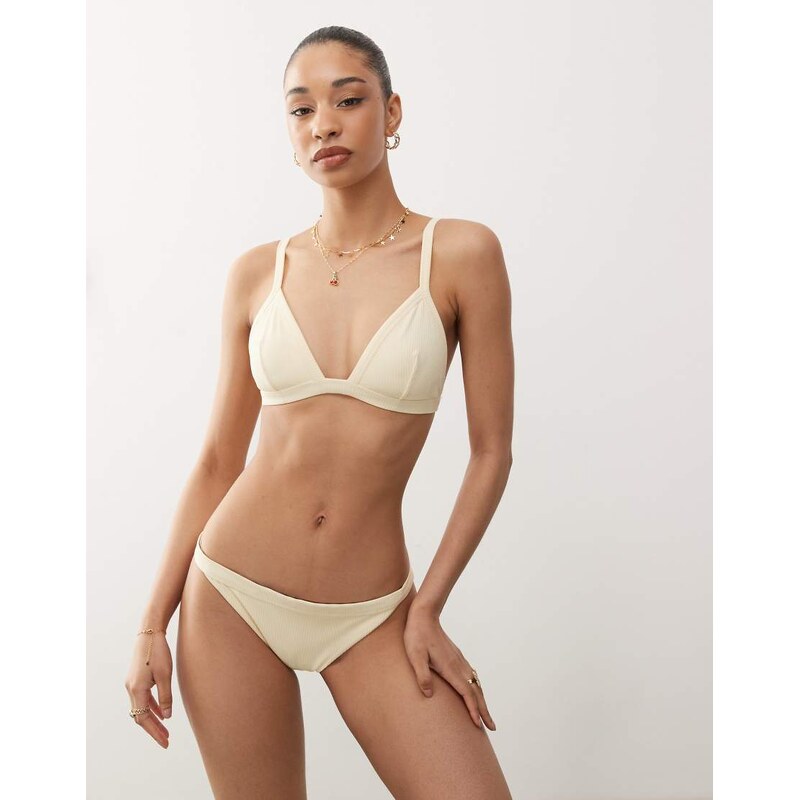 Weekday ribbed bikini bottoms in buttermilk yellow 105191096