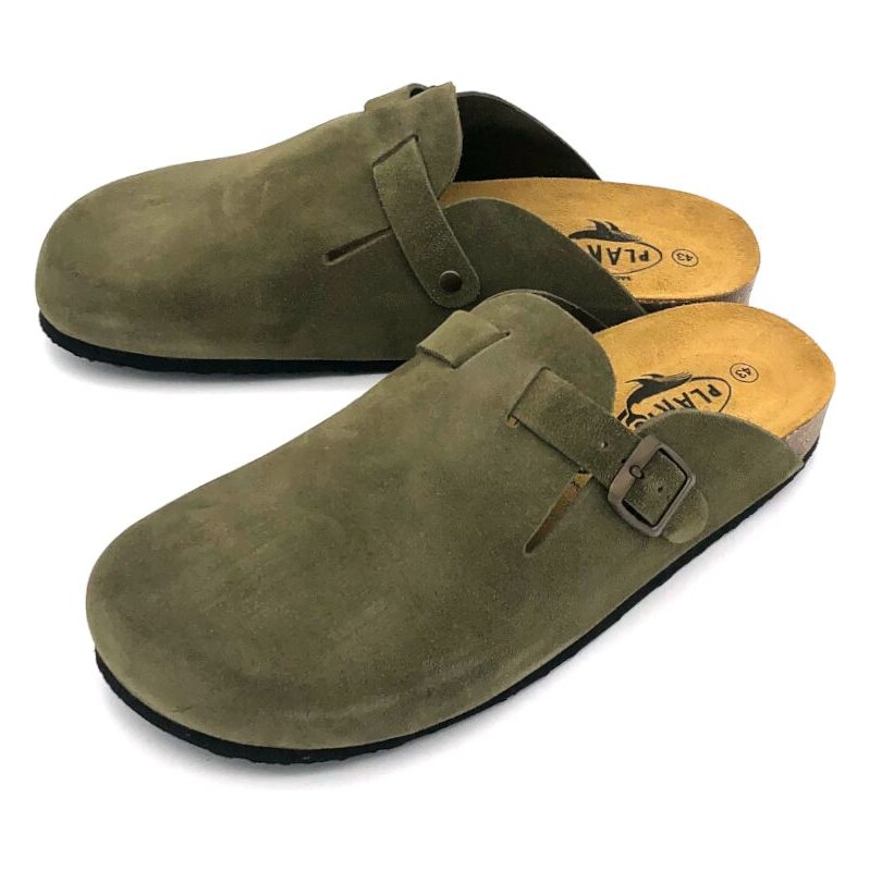 Pánské kožené pantofle 171539 Plakton zelené