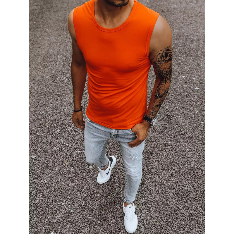 J.STYLE Oranžové pánské jednobarevné tílko RX4919 - Dstreet
